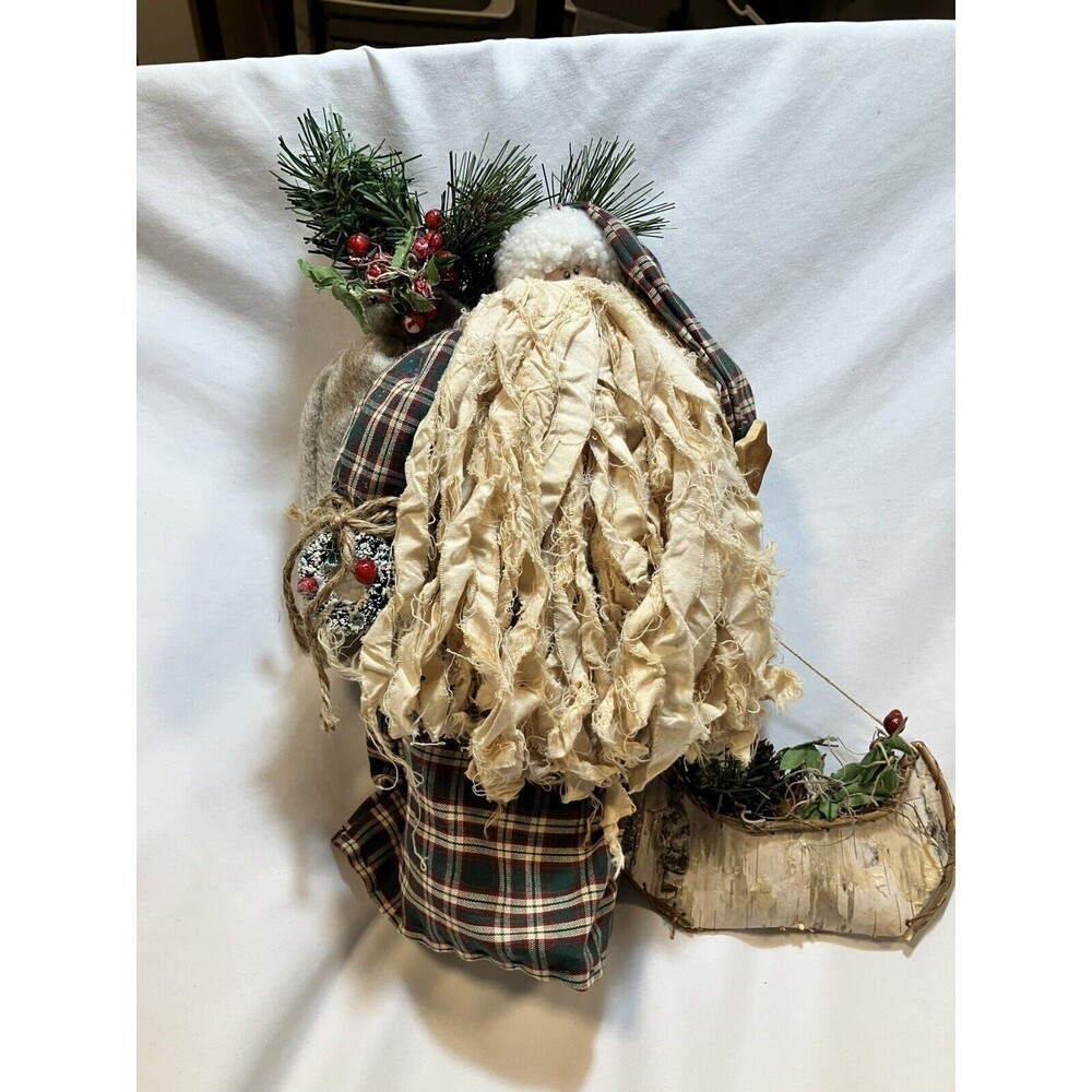 Rustic Country Santa Claus Rag Woodsy Forest Christmas Holiday Cottage Core